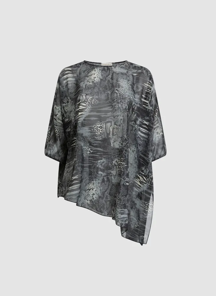 Asymmetric Snakeskin Print Top