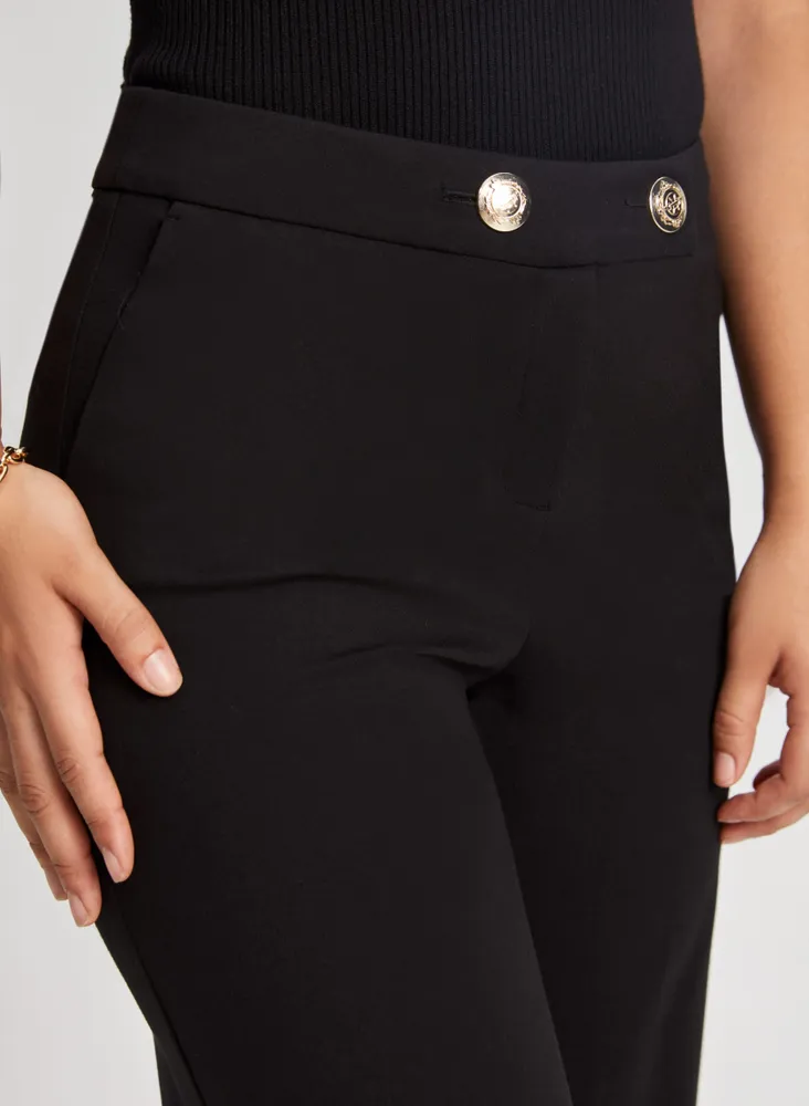 Button Detail Gaucho Wide Leg Pants