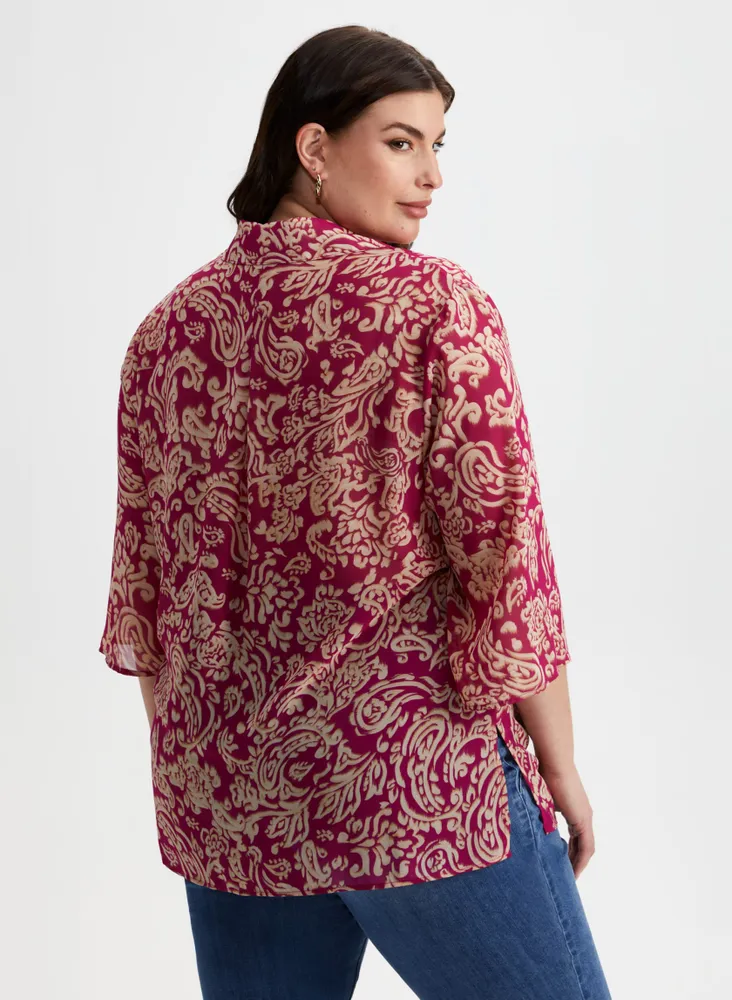 Paisley Print 3/4 Sleeve Blouse