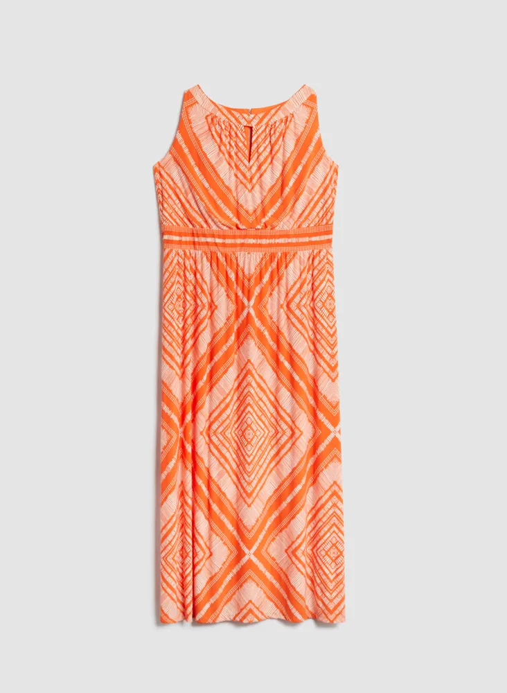 Geometric Print Sleeveless Maxi Dress
