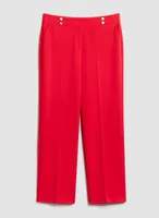 Button Detail Wide Leg Pants