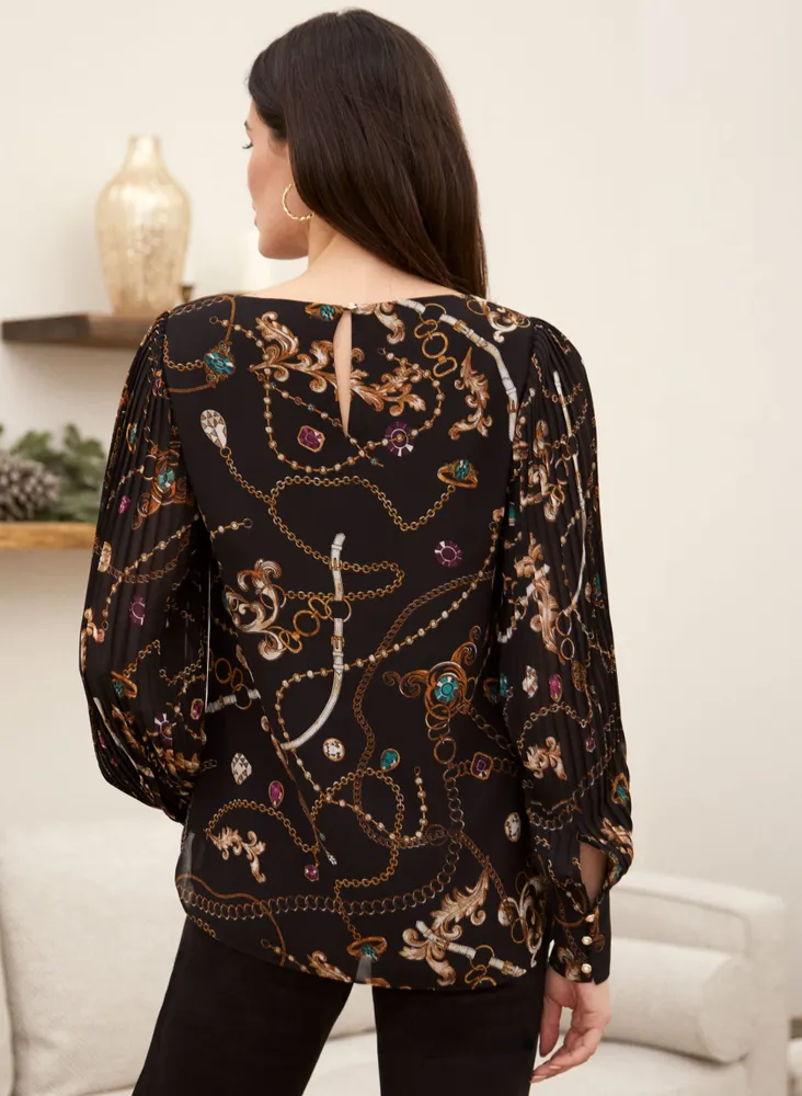 Jewel & Chain Print Blouse