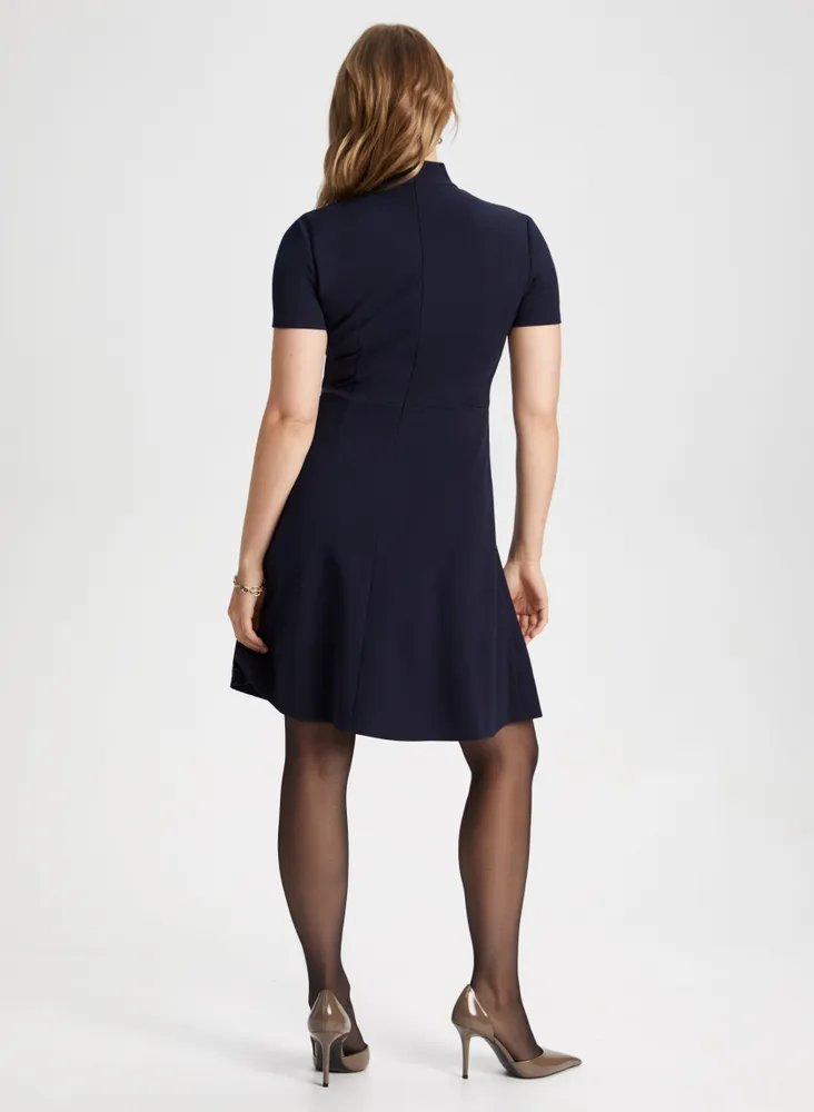 Mock Neck Twist Detail Dress