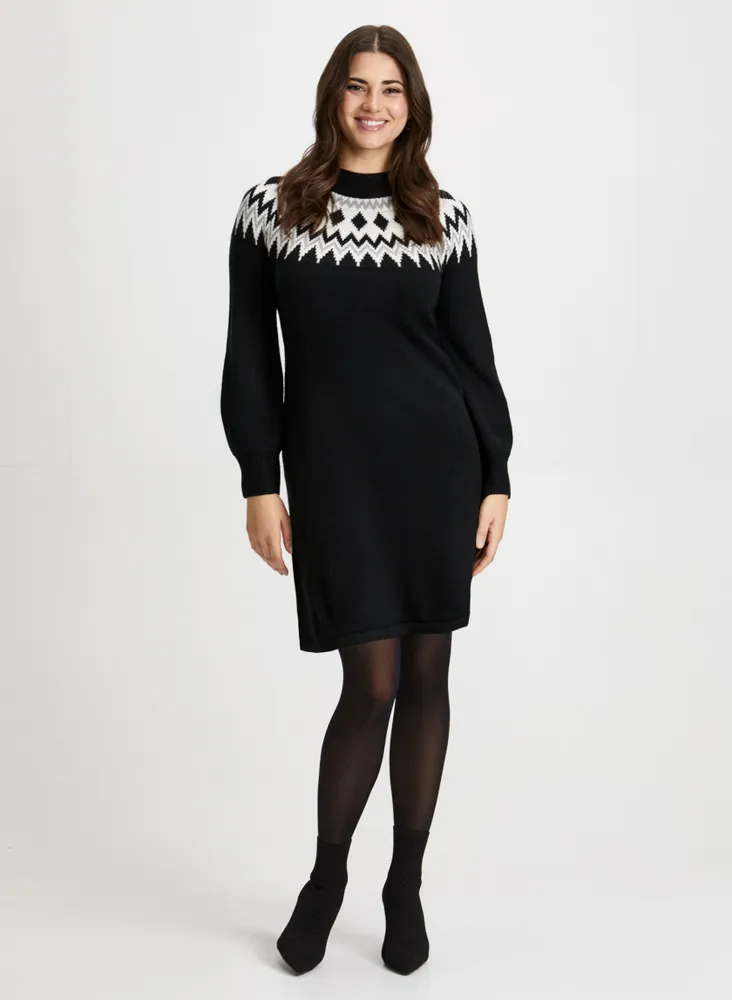 Diamond Pattern Sweater Dress