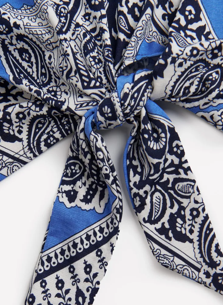 Paisley Print Tie Detail Tee