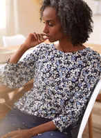 Puffed Sleeve Floral Print Top