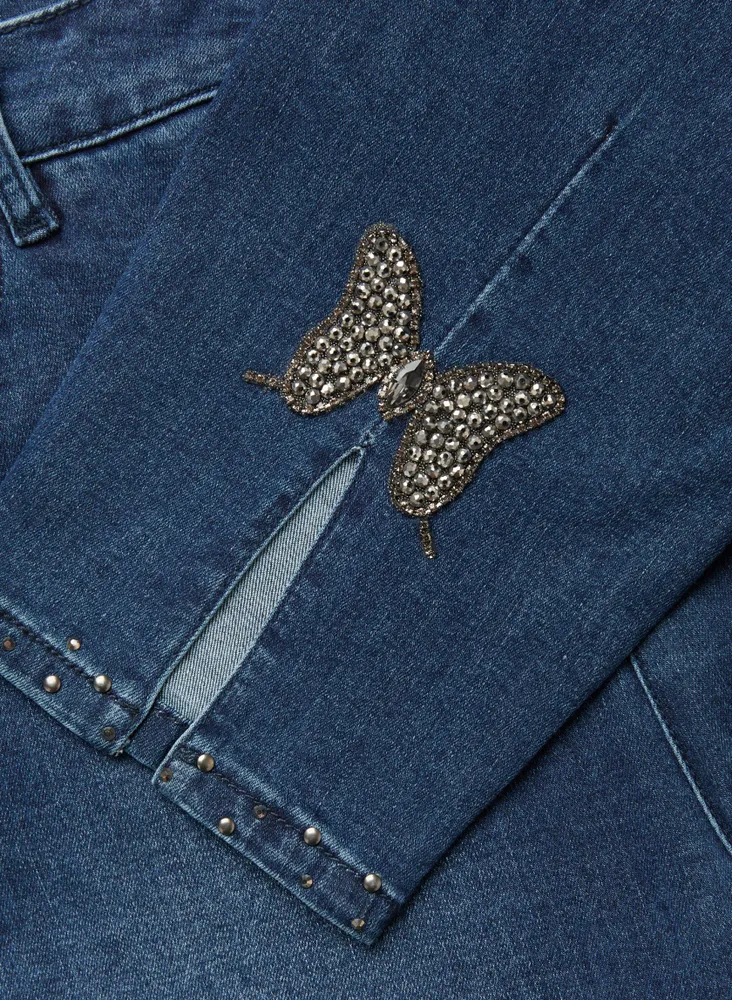 Rhinestone Detail Slim Leg Jeans