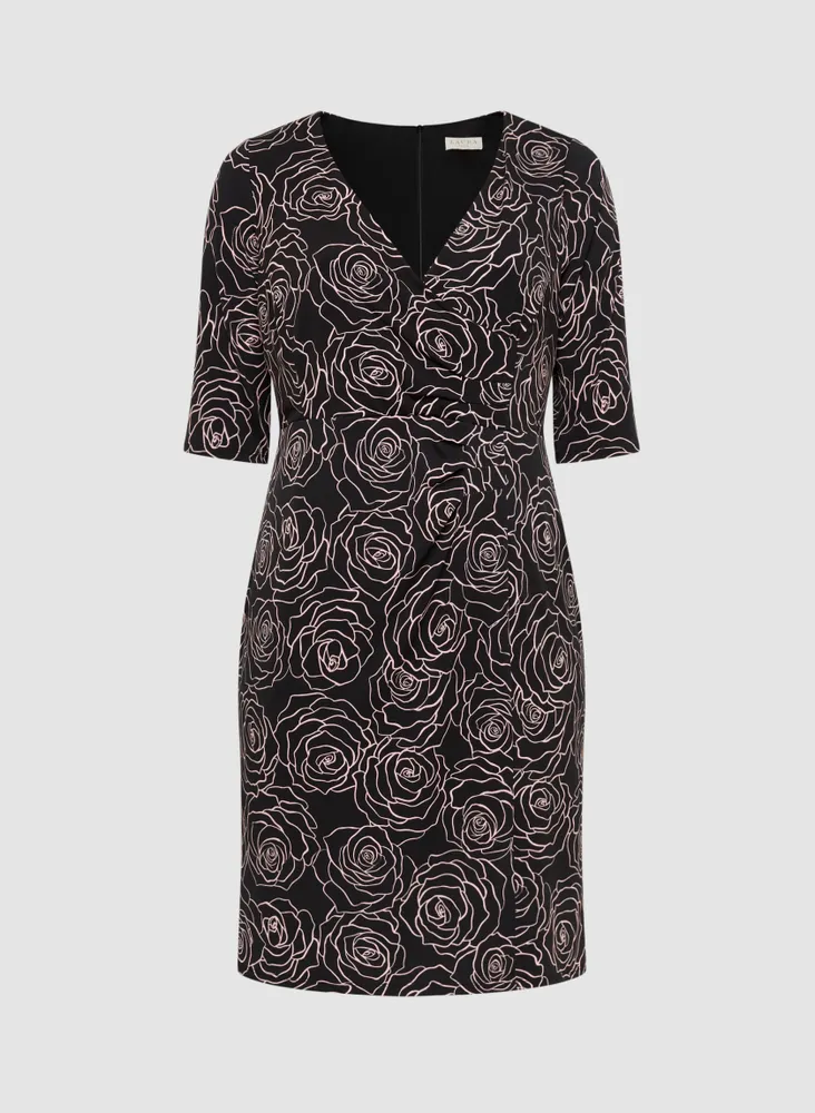 Rose Print Sheath Dress