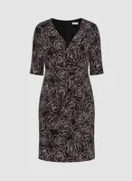 Rose Print Sheath Dress