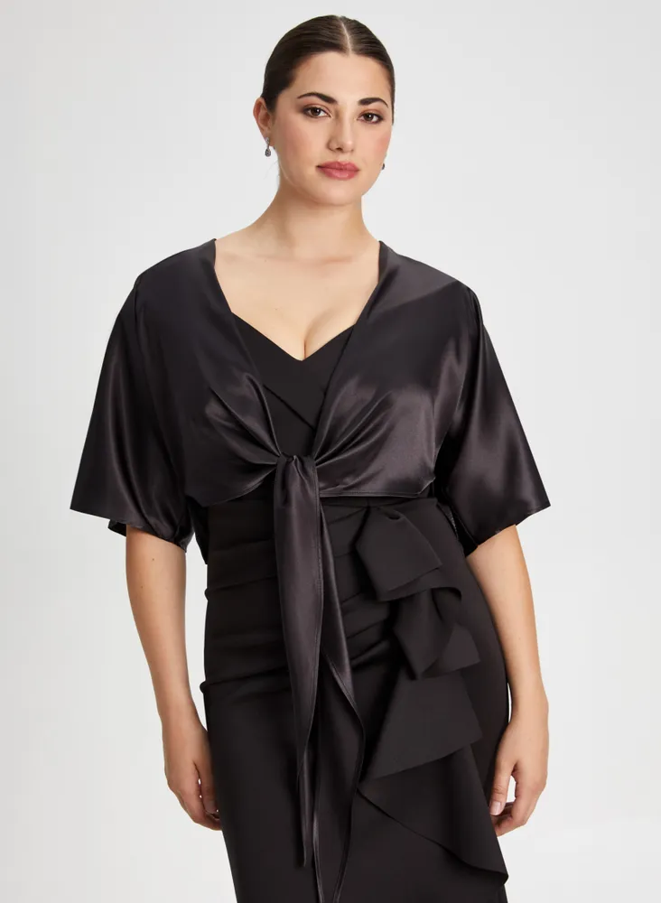 Elbow Sleeve Satin Kimono