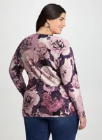 Dolman Sleeve Floral Print Sweater