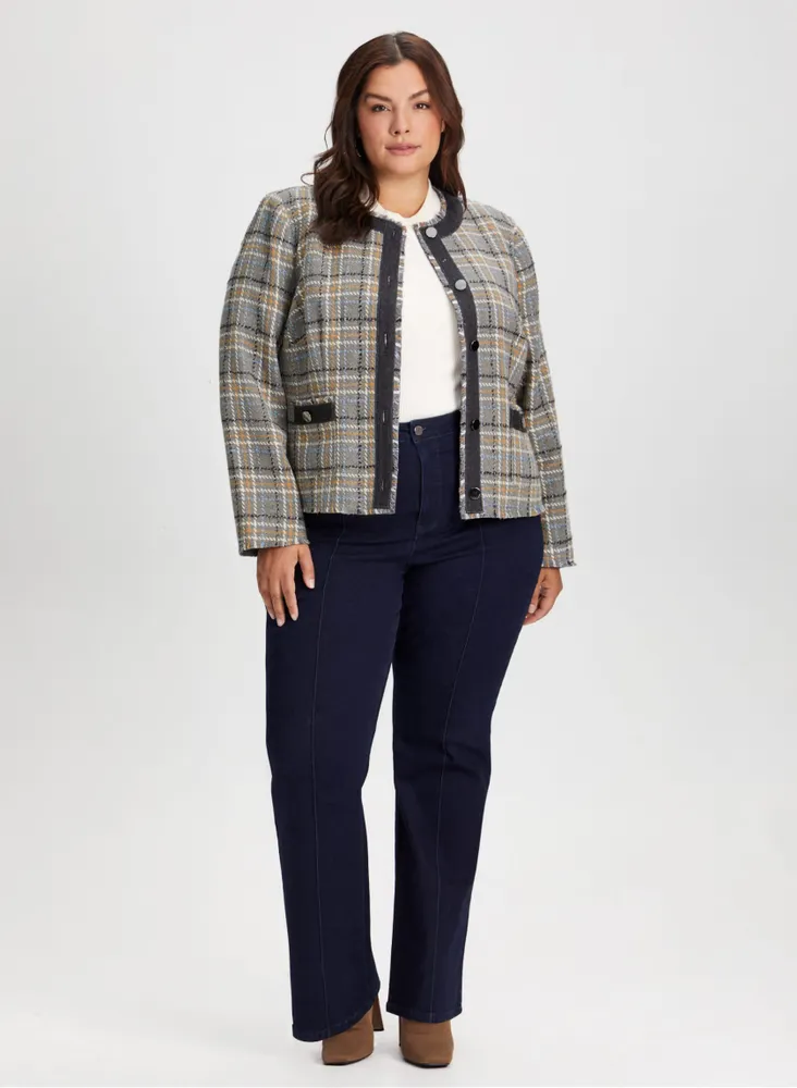 Plaid Contrast Trim Jacket