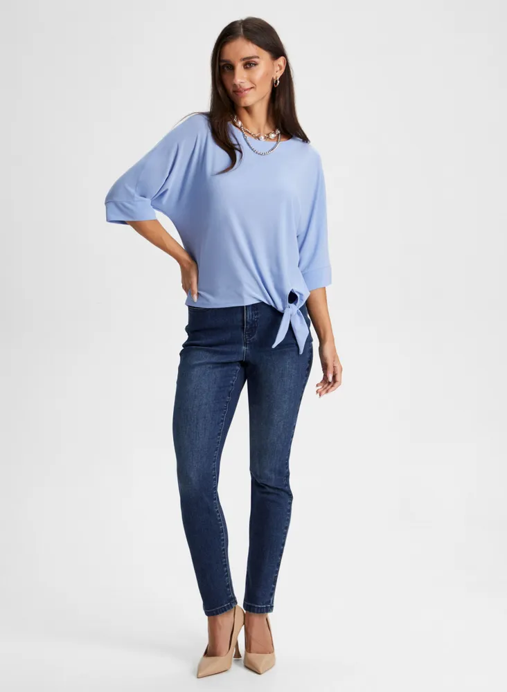 Tie Detail Elbow Sleeve Top