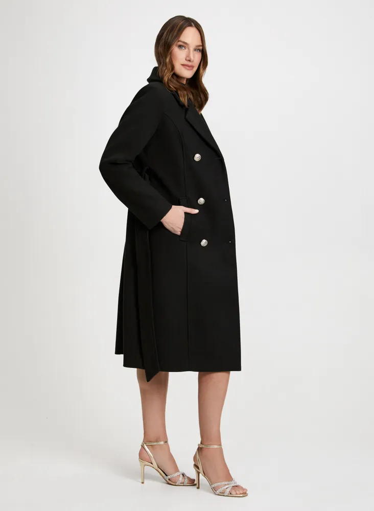 Stretch Wool Blend Trench Coat