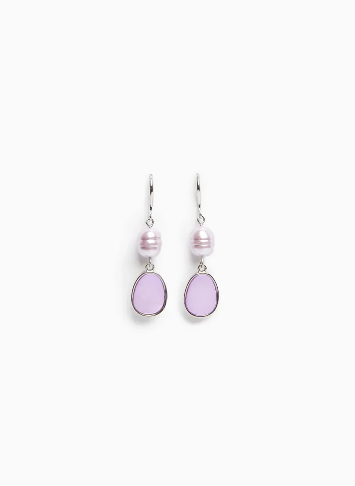 Pearl & Resin Pendant Earrings