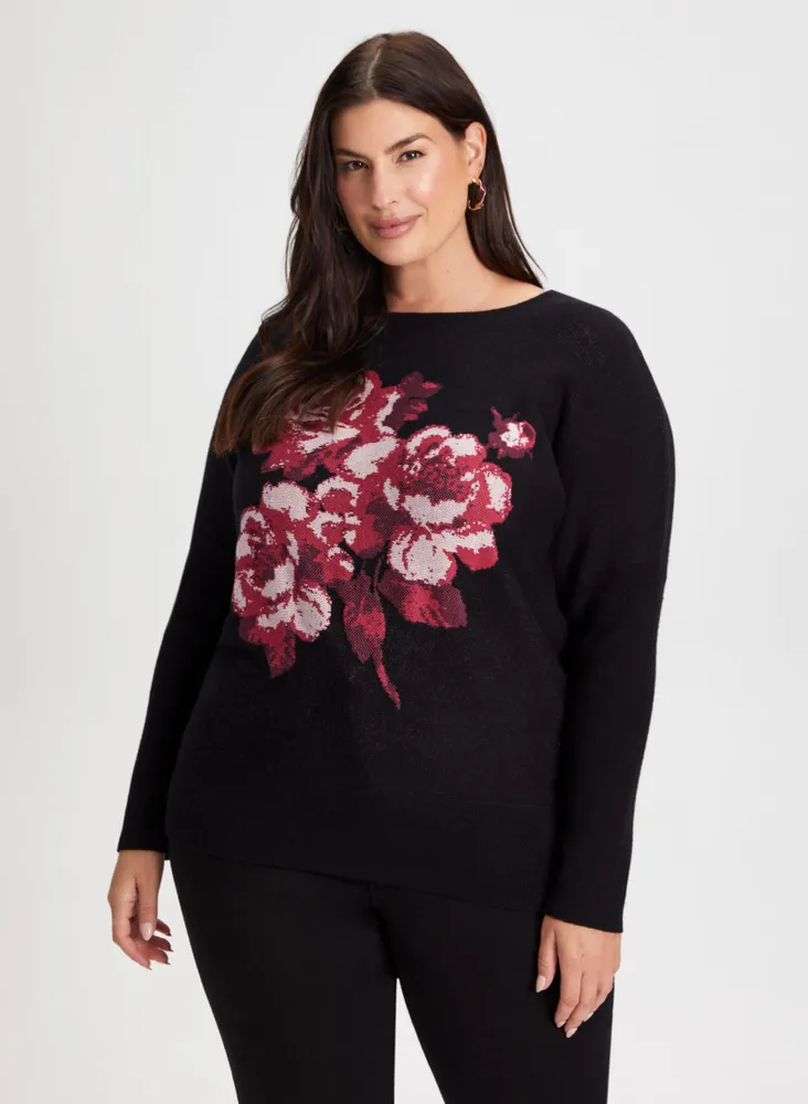Floral Print Knit Pullover