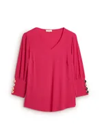 Puffed Sleeve V-Neck Top
