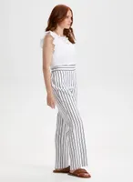 Pull-on Stripe Print Straight Leg Pants