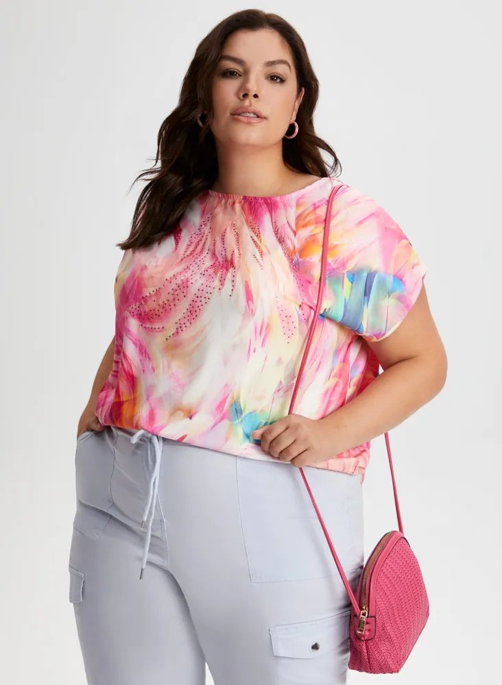 Embellished Tie Dye Print Top