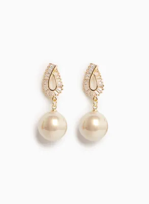 Crystal Baguette & Pearl Earrings
