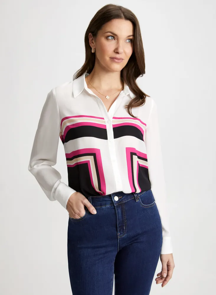 Colour Block Button-Down Shirt