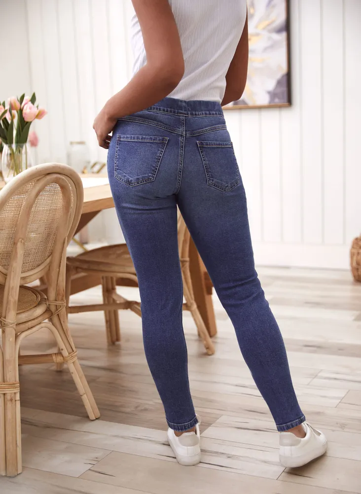 Embroidered Pull-On Jeans