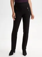 Pull-On Zipper Detail Pants