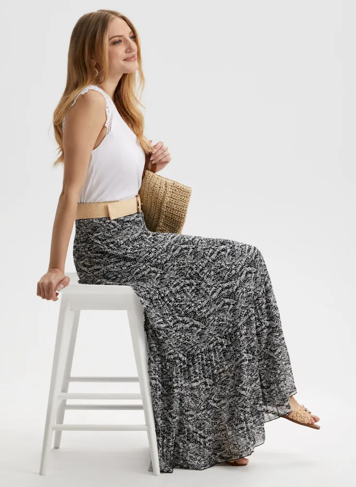 Abstract Print Maxi Skirt