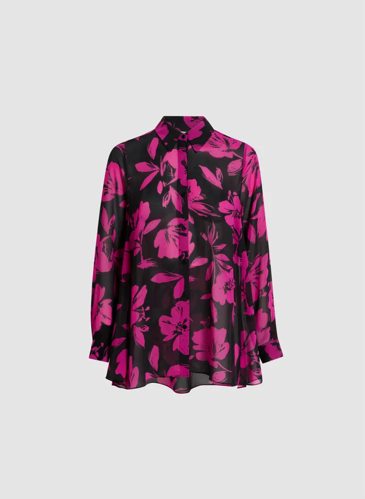 Floral Print Asymmetric Blouse