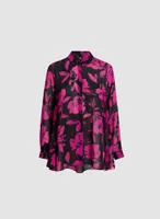 Floral Print Asymmetric Blouse