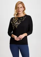 Foil Print Dolman Sleeve Top