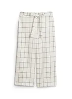 Grid Print Belted Gaucho Pants