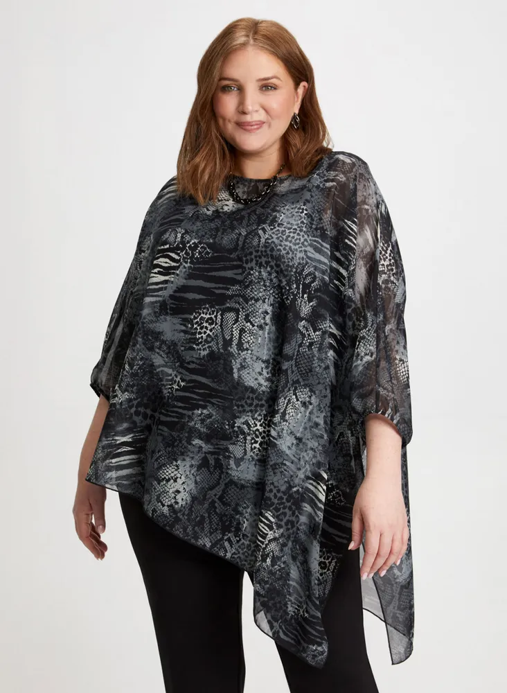 Asymmetric Snakeskin Print Top