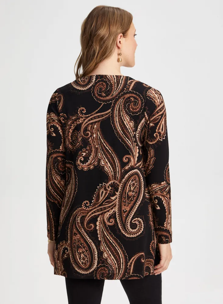 Paisley Print Open Front Top