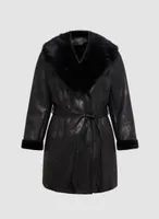 Embossed Faux Shearling Coat