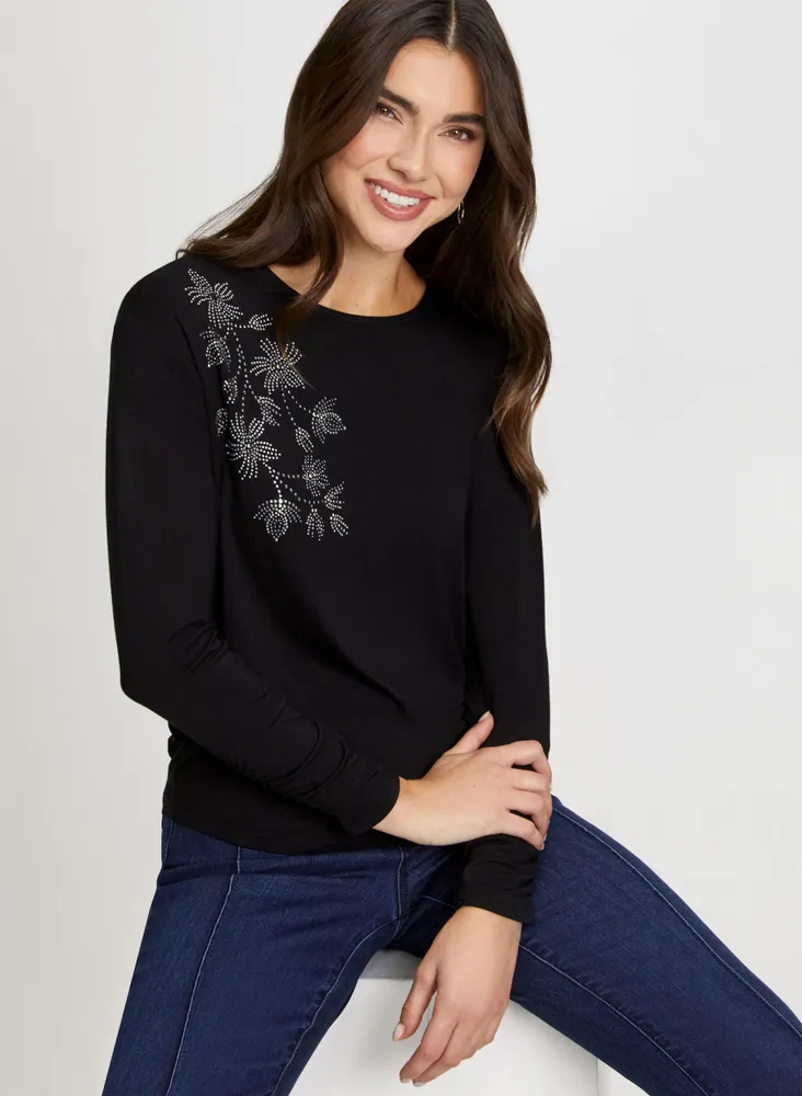 Laura Petites Rhinestone Detail Top