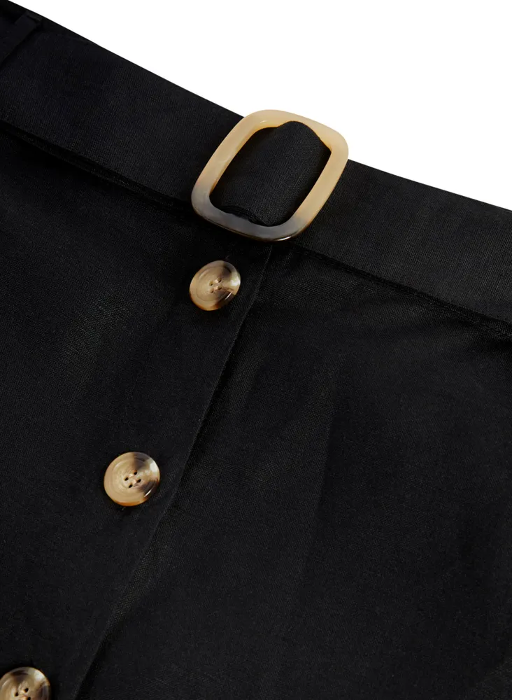 Button Detail Midi Skirt