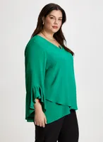 Flutter Sleeve Asymmetric Blouse