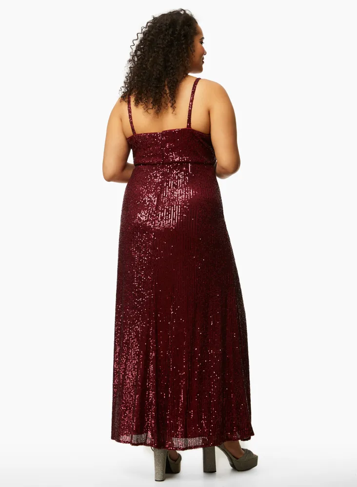 Front Slit Sequin Dress