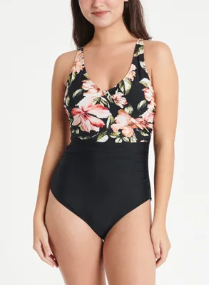 Floral Motif One-Piece Swimsuit