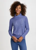 Argyle Motif Sequin Detail Sweater