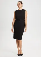 Belted Sleeveless Sheath Dress