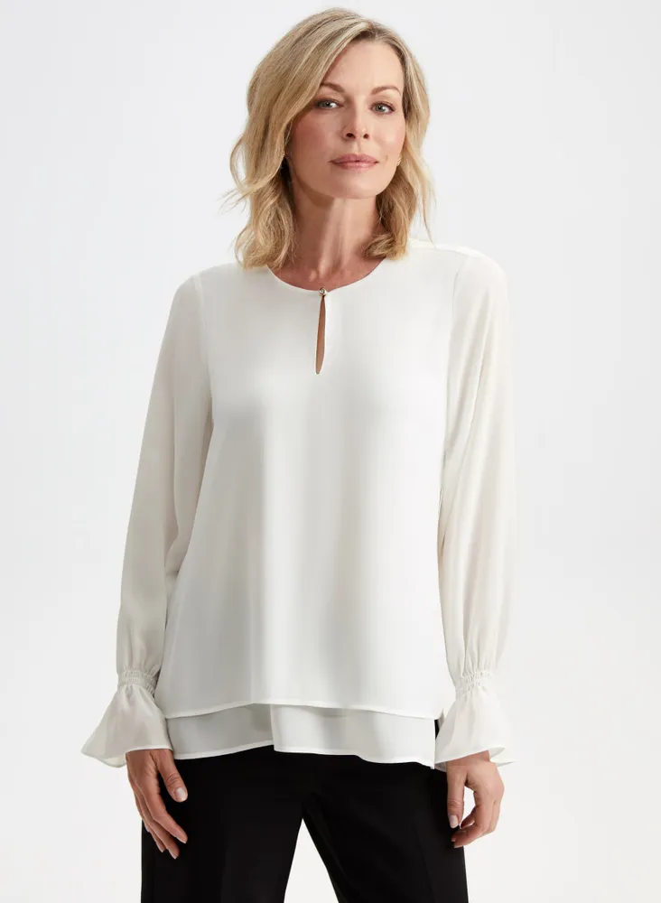 Long Sleeve Double Layer Blouse