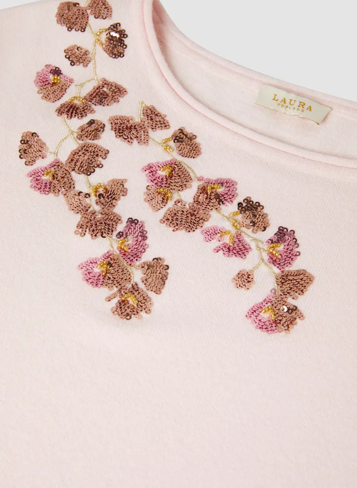 Sequin Floral Detail Sweater