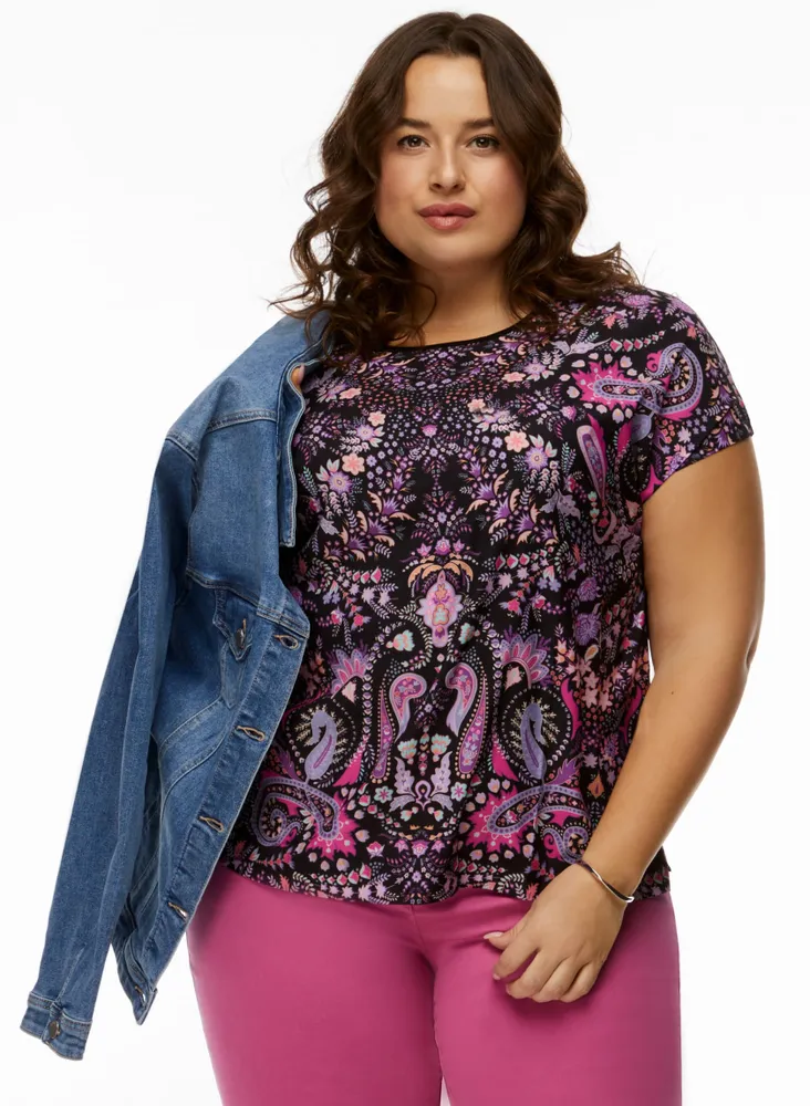 Cap Sleeve Paisley Print Top