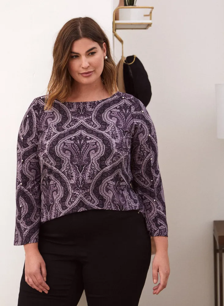 Paisley Print Long Sleeve Top