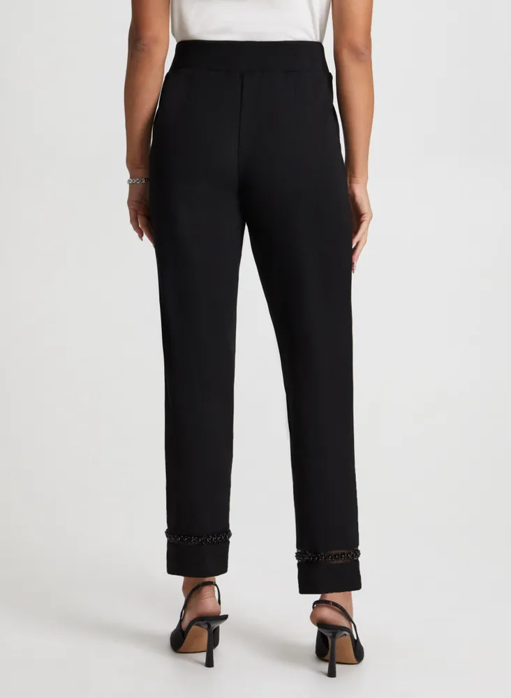 Pull-On Pearl Detail Pants