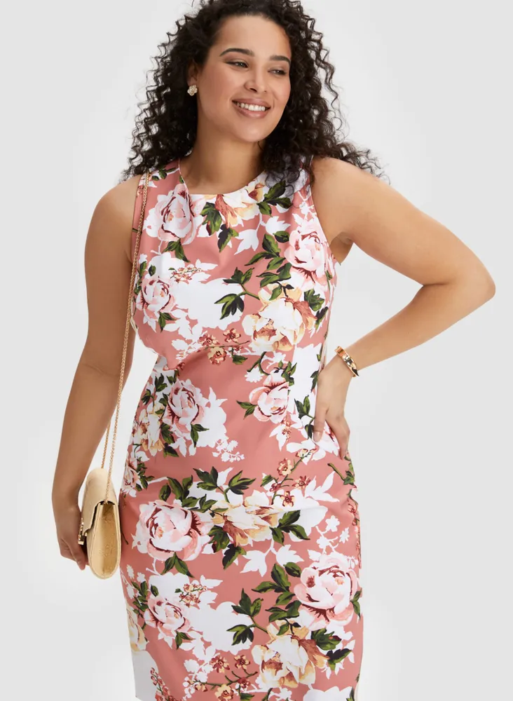 Rose Print Sleeveless Dress