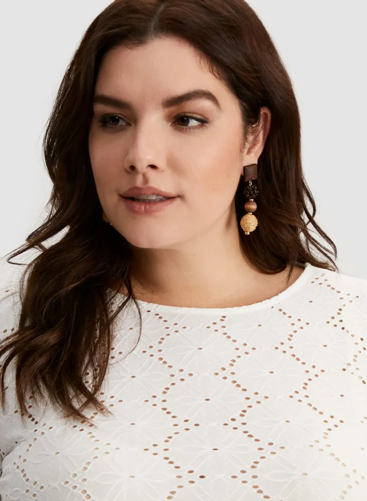 Laura Floral Eyelet Flutter Sleeve Top