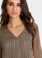 Puff Sleeve Geometric Print Top